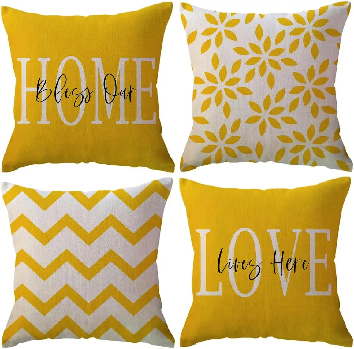 Throw Pillow Covers Printed Farmhouse Geometric Dahlia Floral Pillowcases Modern Decorative Cushion Covers 4Pack