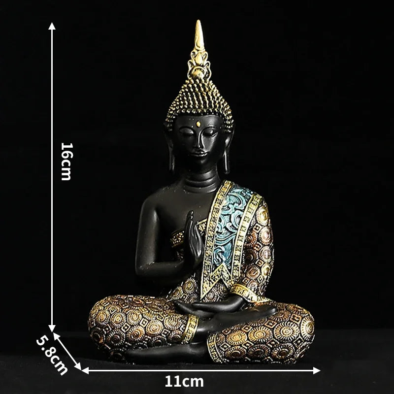 Large Buddha Statue Mysterious Fish Tank Decoration Mini Buddhism Figurine Desk Decor Ornament Hand-Painted Sculpture Sandstone