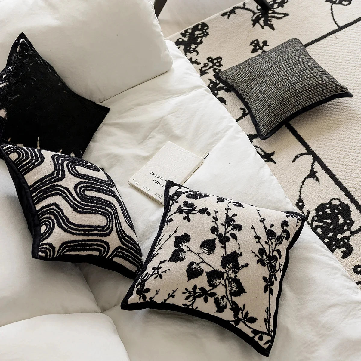 45x45cm Black Throws Pillow Cover Nordic Modern Minimalist Cushion Cover Pillowcase for Living Room Decoration Couch Home Decor