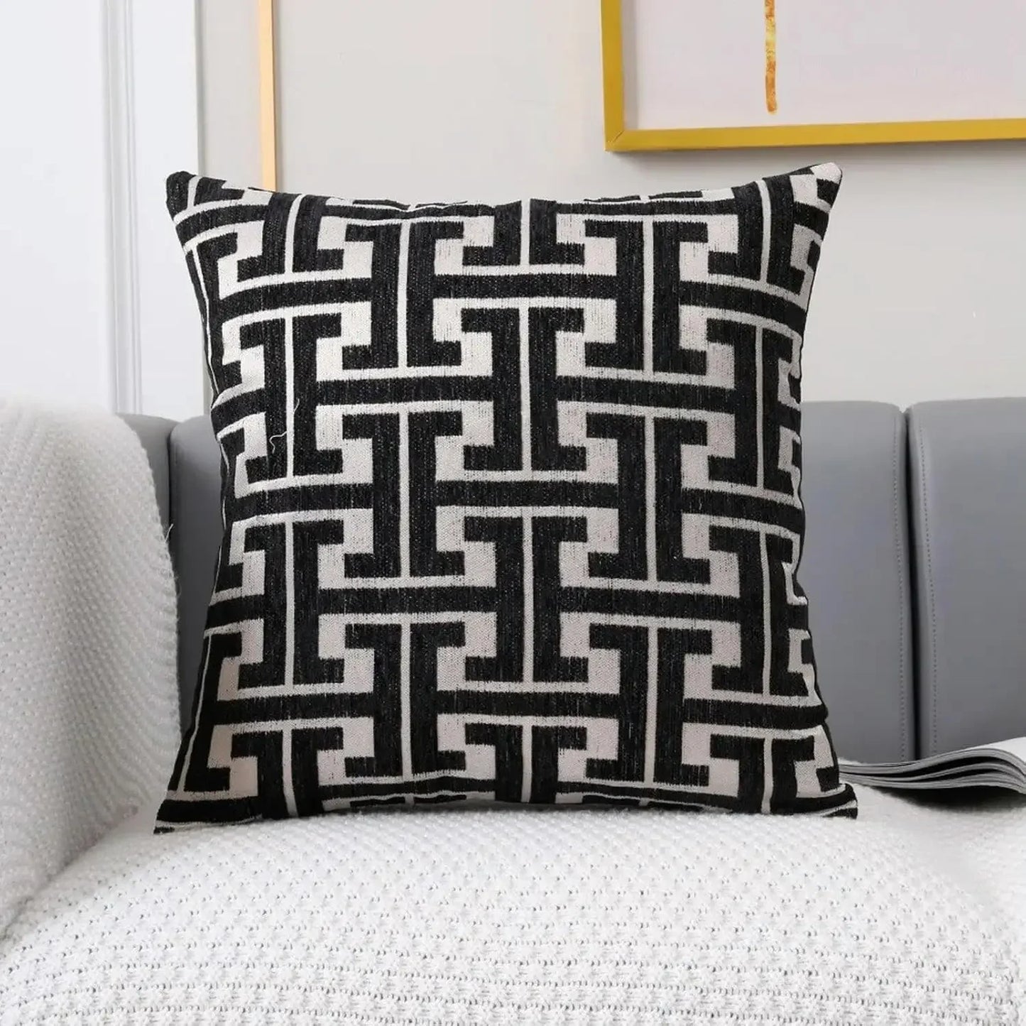 1pc Embroidery Detail Cushion Cover Without Filler, Modern Throw Pillow Case for Sofa, Home Decor 30x50CM 45x45CM Pillowcase