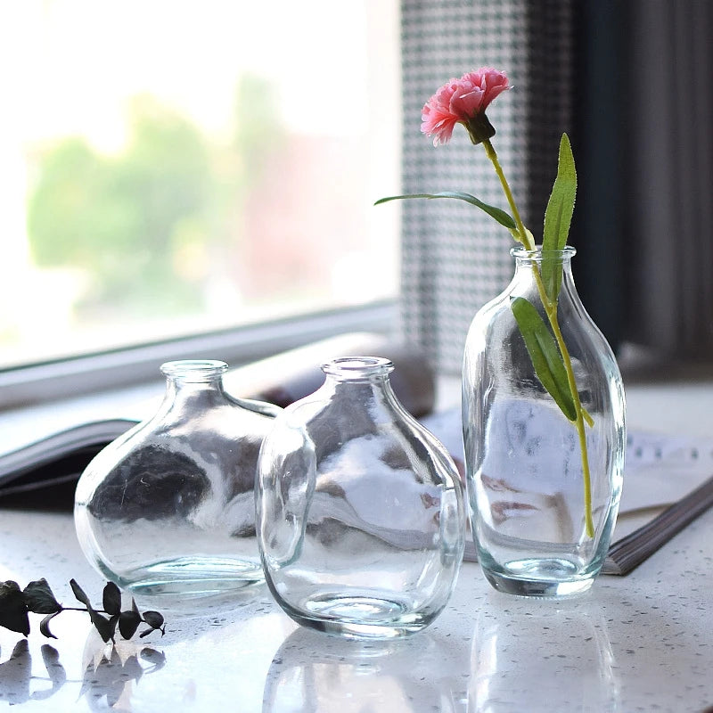 Glass Flower Vase Retro Vase for Flowers Home Decoration Decorative Vase Office Desk Ornament Vases for Centerpieces Florero