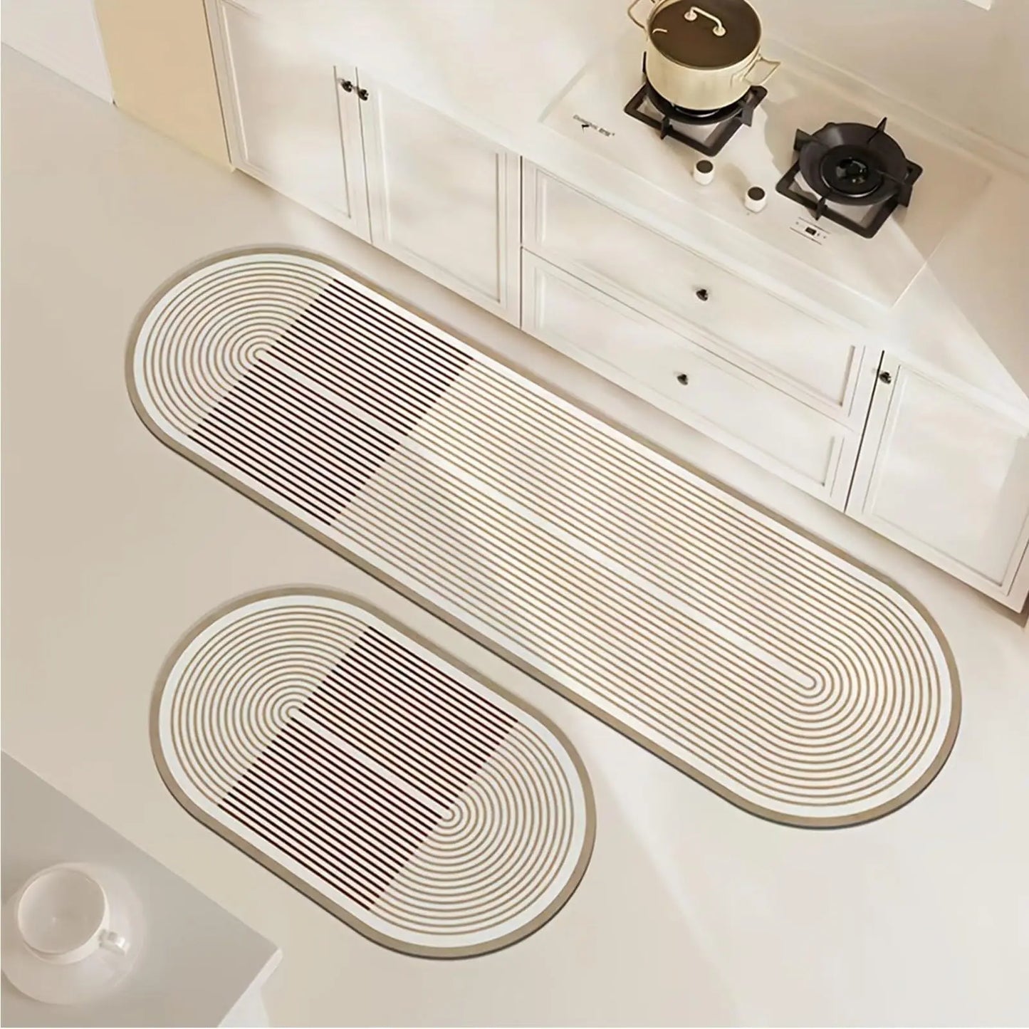 VIKAMA 2pcs Kitchen Rug Washable Non Slip Soft Stain Resistant Mat for Floor Kitchen Laundry Room Hallway Runner Rugs Home Decor
