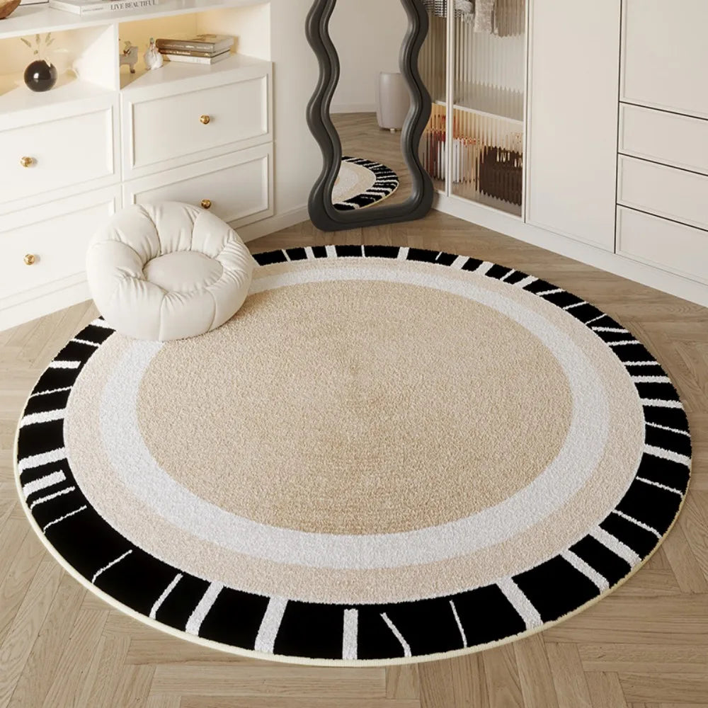 VIKAMA Round Carpet Living Room Bedroom Rug High-End Feeling Makeup Table Cloakroom Rug Chair Floor Mat Home Decoration