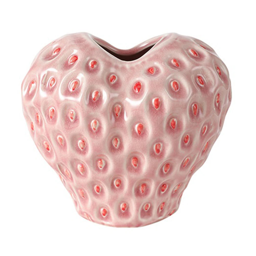 Strawberry Vase Ceramic Flower Pot Vase Decorative Pink Flower Vase Fruit Vase for Strawberry Party Kitchen Decorations