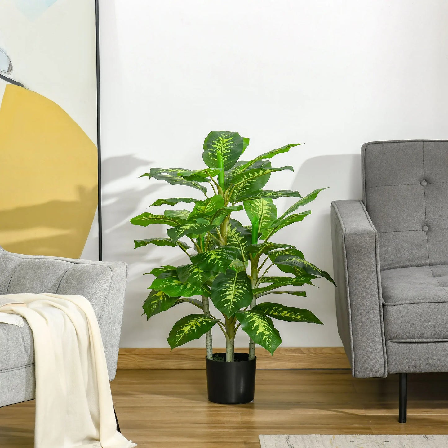 HOMCOM Artificial Evergreen Tree Fake Plant in Pot Indoor Outdoor Decor