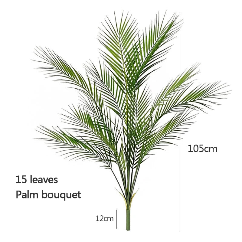 120cm Large Artificial Palm Fake Plants Branch Real Touch Palm Leaves Tropical Plants Branches for Home Office Indoor Decoration