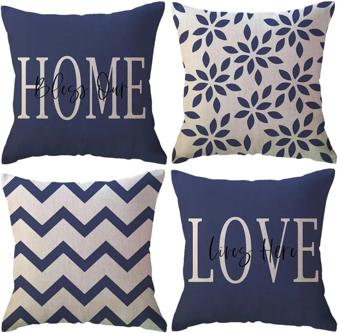 Throw Pillow Covers Printed Farmhouse Geometric Dahlia Floral Pillowcases Modern Decorative Cushion Covers 4Pack