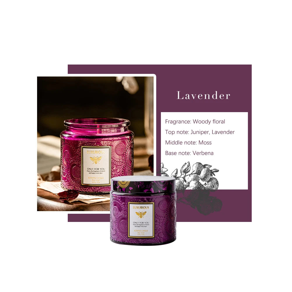 【Lifeideas】Natural Soy Candle Lasting Fragrance Candles for Home Scented Smokeless Burning Scented Candle Gift