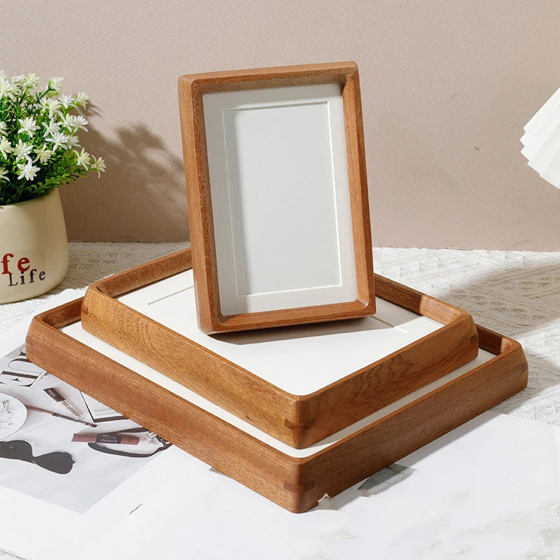 Solid Wood Black Walnut Mortise and Tenon Round Corner Picture Frame Elegant Couple's Photo Frame Display Stand Home Decor