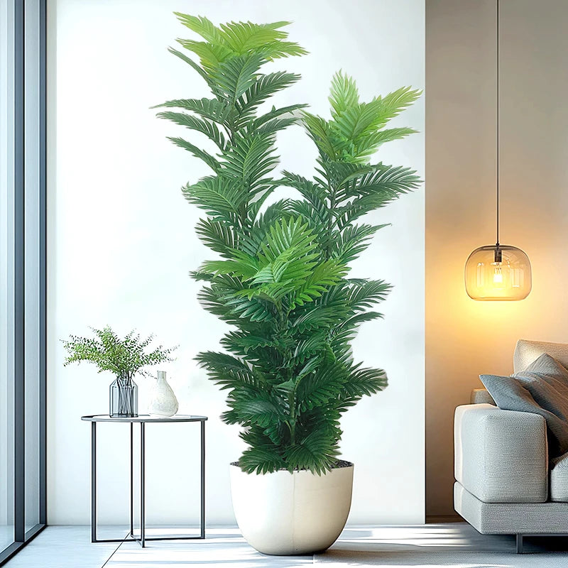150cm Large Artificial Palm Tree Tropical Fake Plants Real Touch Palm Leafs Plastic Banyan Tree for Home Garden Shop Party Decor