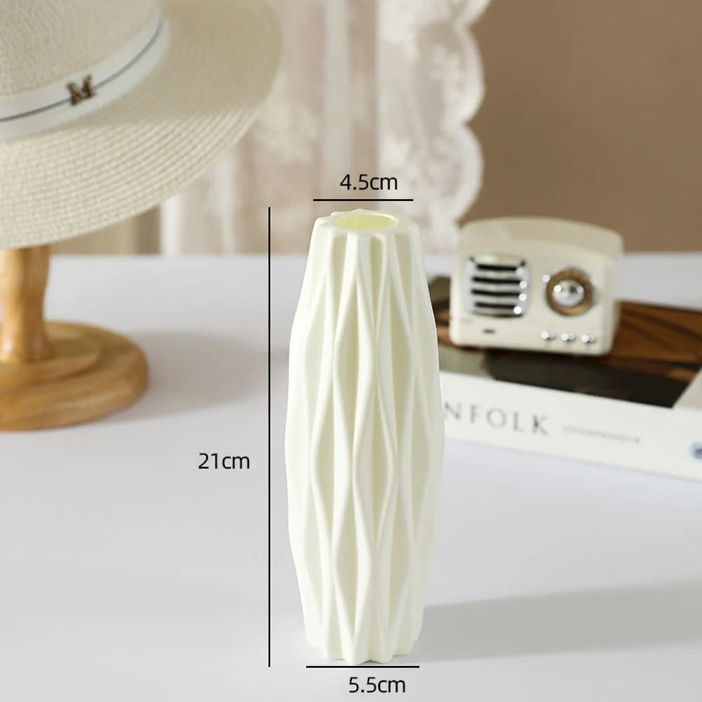 Unbreakable Vase for Flowers Ceramic Look Plastic Vase for Home Decor Living Room Table Wedding Party Living Room Decor Ornament