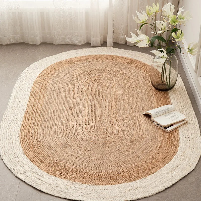 Carpet for Living Room Japanese natural pure jute hand-woven wear-resistant entrance mat double-sided bedroom rugs Ковер Tapis