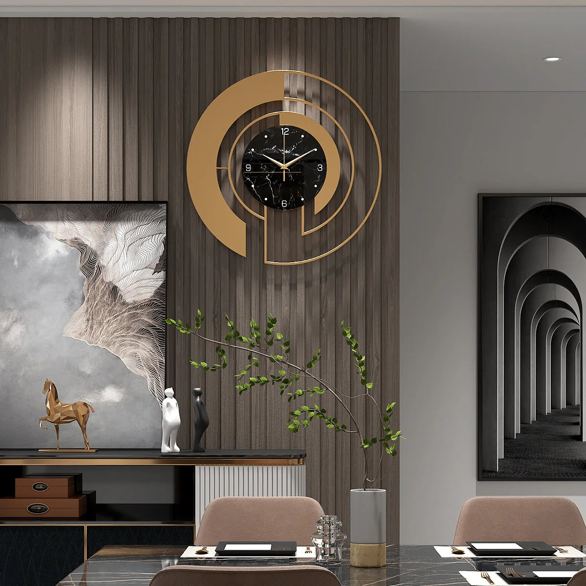 45cm Living Room Luxury Wall Clock Metal Home Clocks Watch Home Decoration Pendant Hotel Lobby Wall Hanging Watch Decor Clock