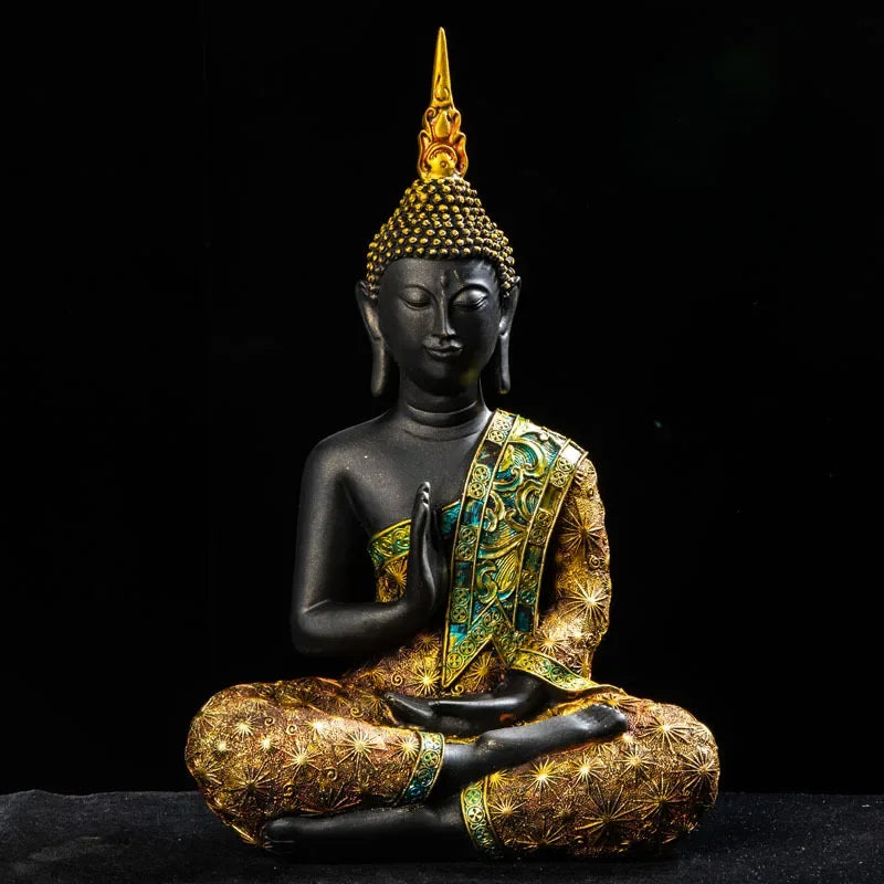 Large Buddha Statue Mysterious Fish Tank Decoration Mini Buddhism Figurine Desk Decor Ornament Hand-Painted Sculpture Sandstone