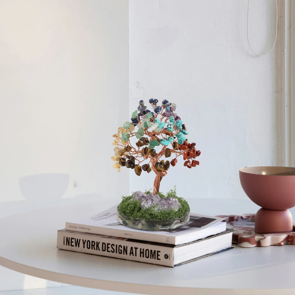 Crystal Money Tree Crystal Stone Rainbow Natural Gem Sitting Floor Style Home Room Study Decoration