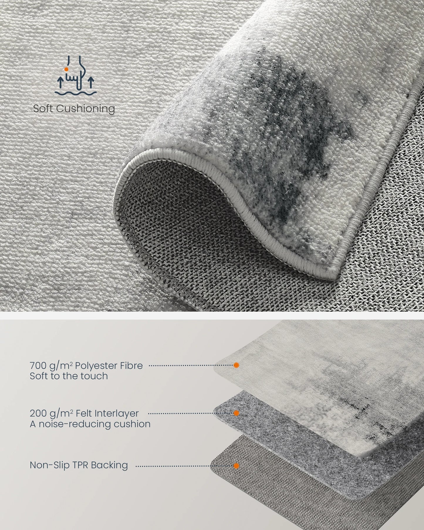 SONGMICS HOME Area Rug, 200 x 300 cm Rug for Living Room, Non-Slip Carpet, Modern Abstract Style, Home Decor