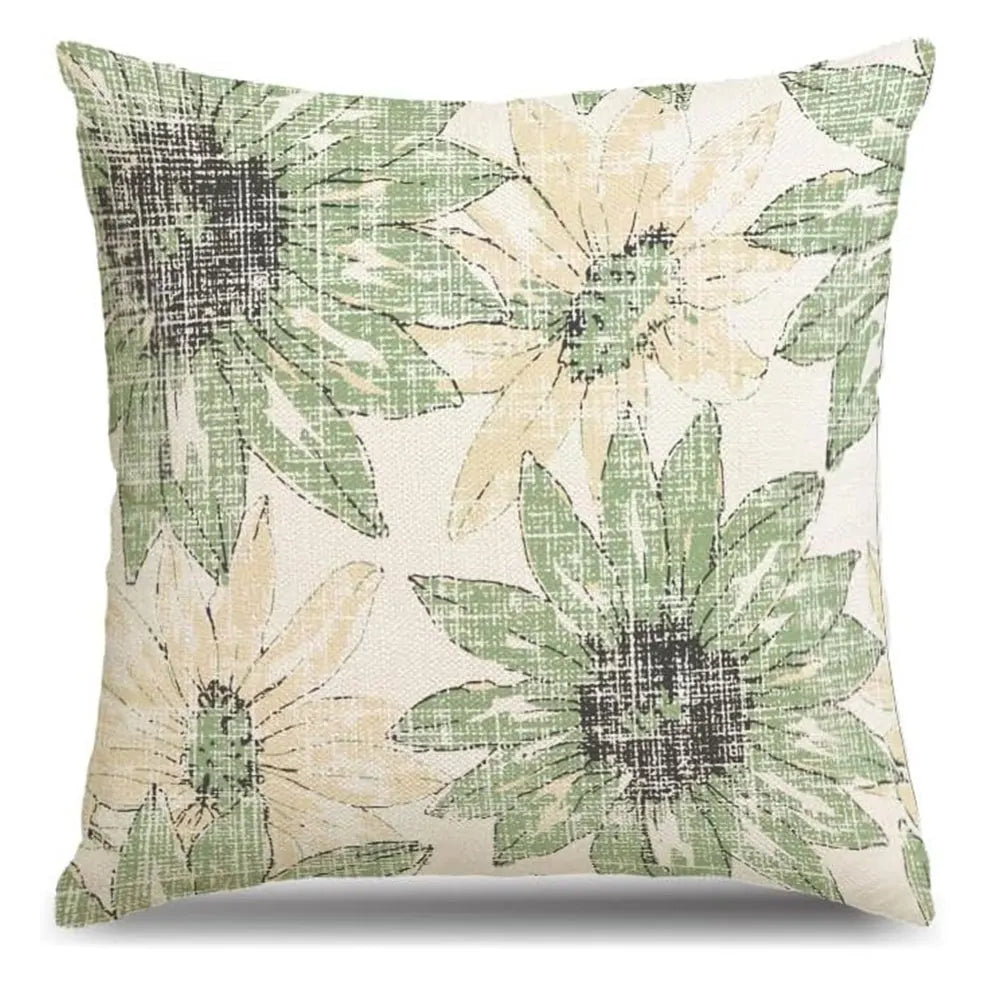 Green - rhyme Floral Fresh PillowcasesBedroom Living Room Sofa Home Decor Polyester Cushion Cover with Zipper
