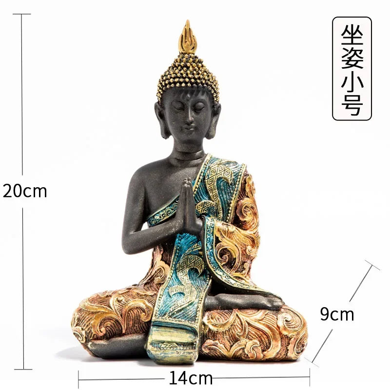 Large Buddha Statue Mysterious Fish Tank Decoration Mini Buddhism Figurine Desk Decor Ornament Hand-Painted Sculpture Sandstone