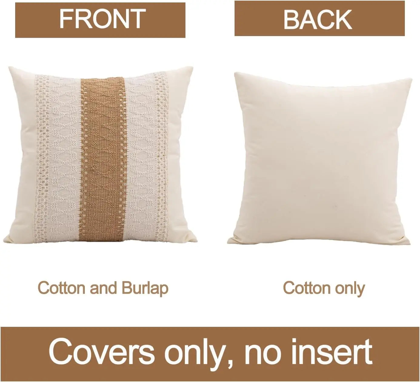 45X45cm(18x18inch) Cotton & Burlap Throw Pillow Covers Boho Farmhouse Textured Striped Woven Cushion Covers For Bed Sofa Shop