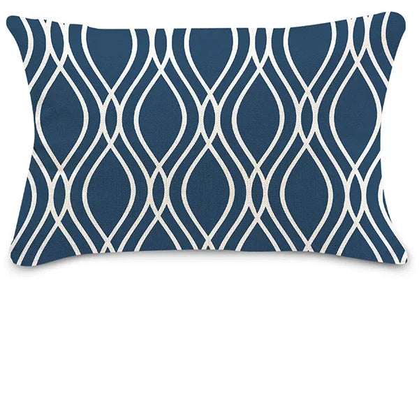 Blue white geometric linen pillowcase sofa cushion cover home decoration can be customized for you 30x50 40x60