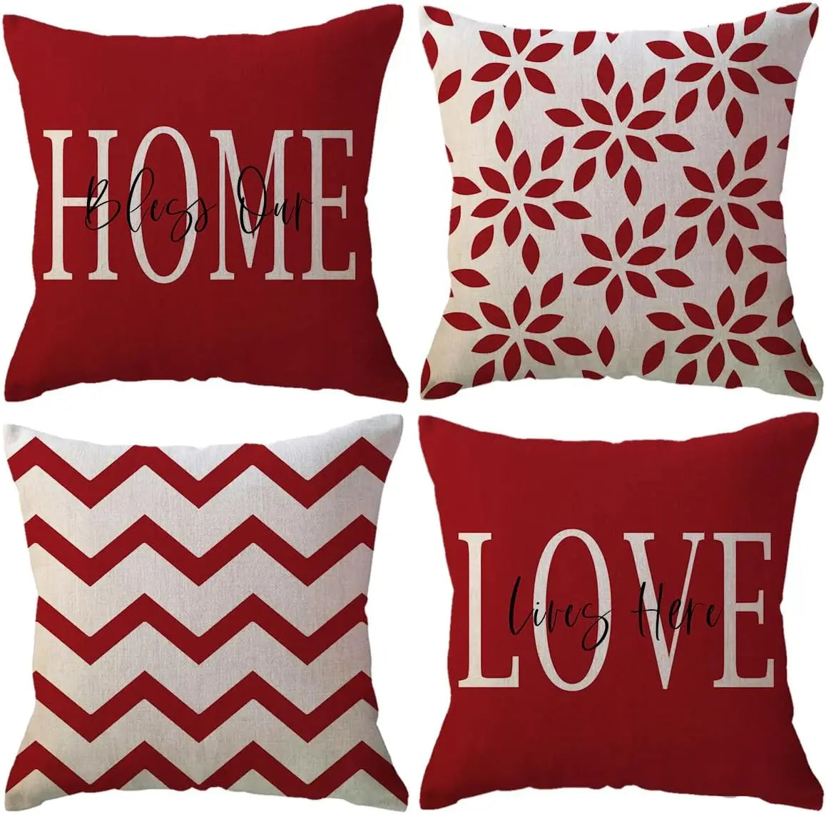 Throw Pillow Covers Printed Farmhouse Geometric Dahlia Floral Pillowcases Modern Decorative Cushion Covers 4Pack