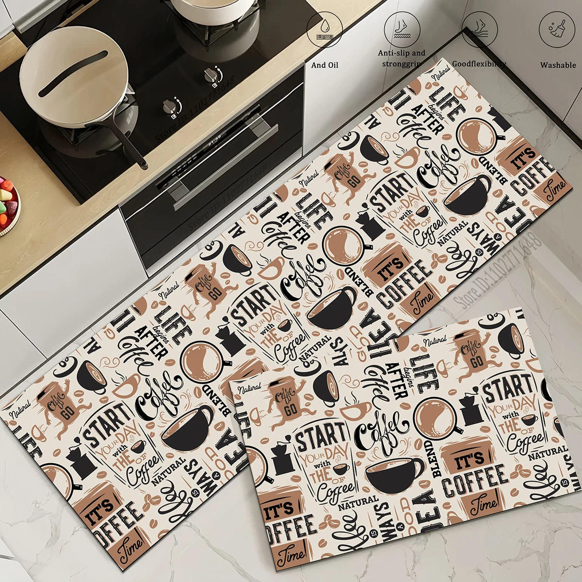 Coffee Kitchen Corner Waterproof Non-slip Rug Quality Washable Absorbent Long Floor Mat Bedroom Hallway Entrance Doormat Carpet