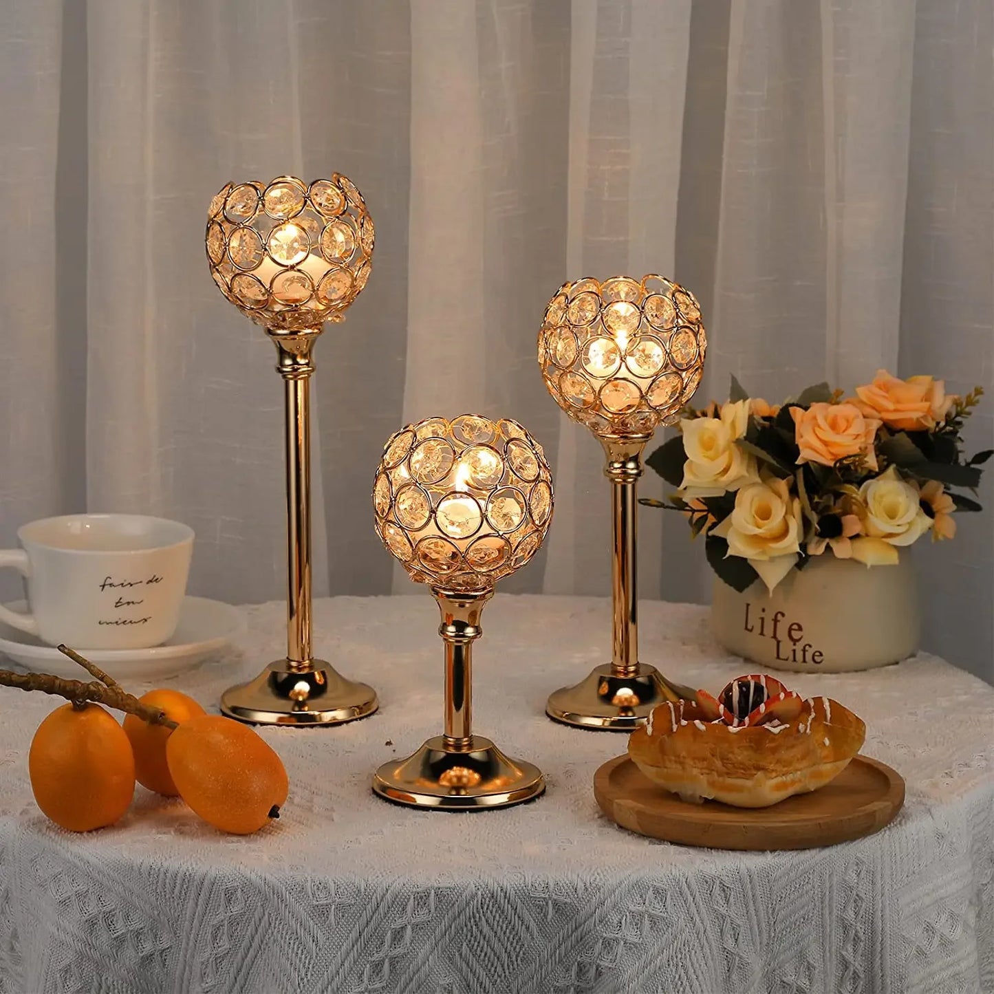 Crystal Candle Holder Modern Tealight Candlestick Home Christmas Party Candle Stand Wedding Dinning Table Centerpiece Decoration