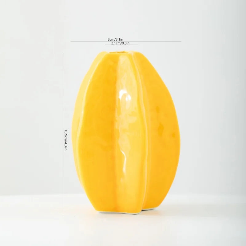 Shumen Lemon Fruit Ceramic Flower Vase for Living Room Table - Simulated Flower Arrangement Set for Luxury and Sophistication De