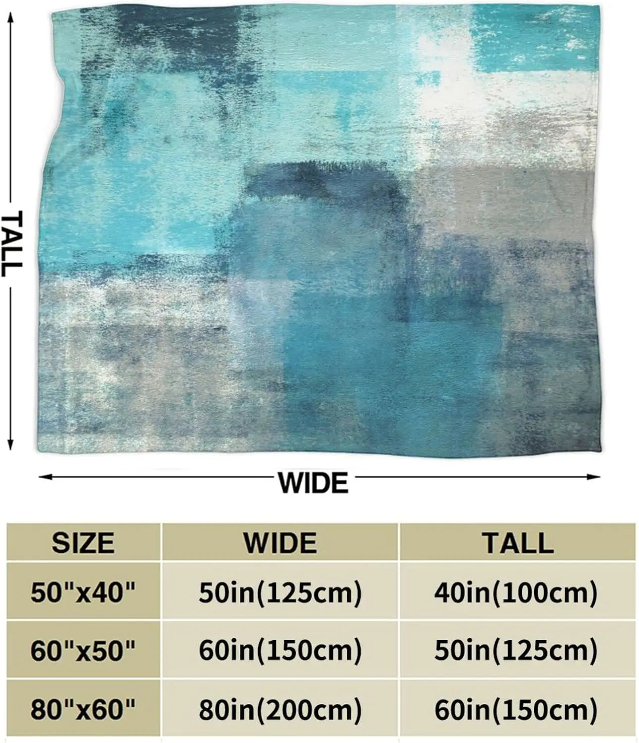 Teal Grey Turquoise Throw Blanket Soft Cozy Plush Warm Fleece Blanket for Sofa Couch Bed 80"X60"