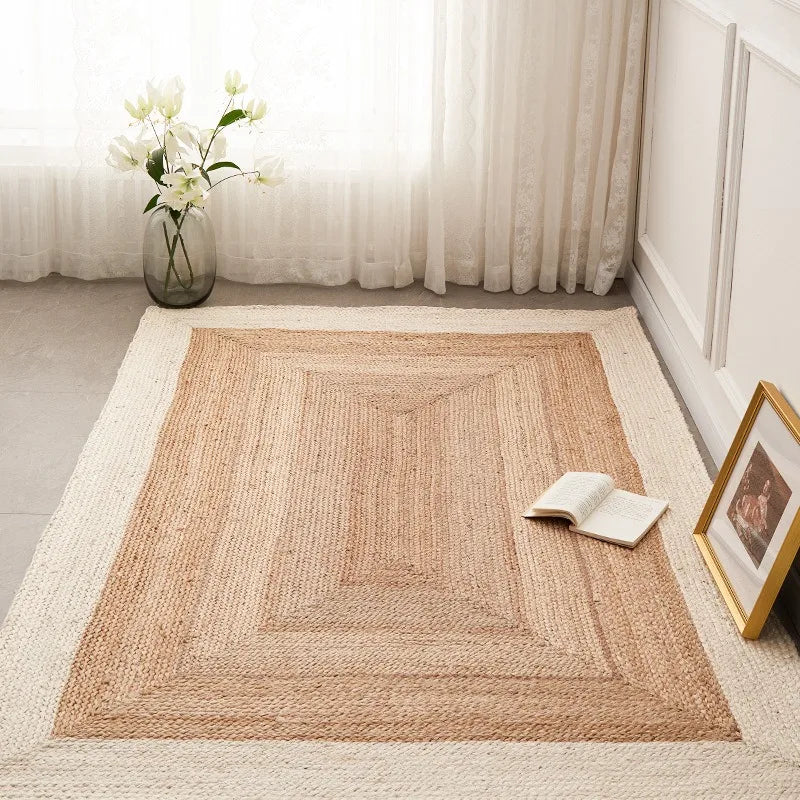 Carpet for Living Room Japanese natural pure jute hand-woven wear-resistant entrance mat double-sided bedroom rugs Ковер Tapis