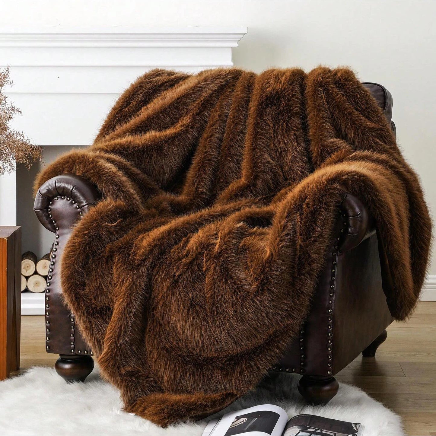 Battilo Fluffy Soft Blankets Luxury Fur blanket for Bed Sofa Mink Faux Fur Throw and Blankets Large Warm Blanket for Home Decor