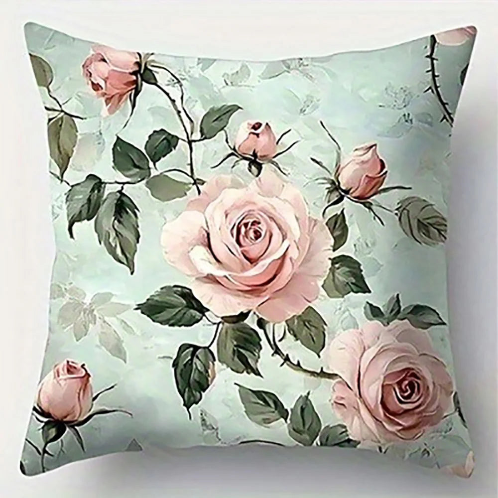 Floral Pink Rose Pillowcase DesignSuitable for sofa car bedroom decorative cushion cover pillow cover