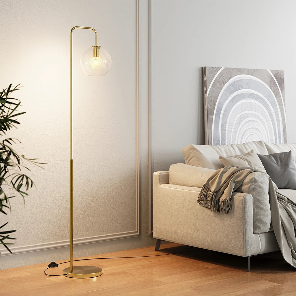 KOMORE Luxurious Floor Lamp with Frosted Glass Lampshade for Living Room Office, Bedroom, Hallway, Porch