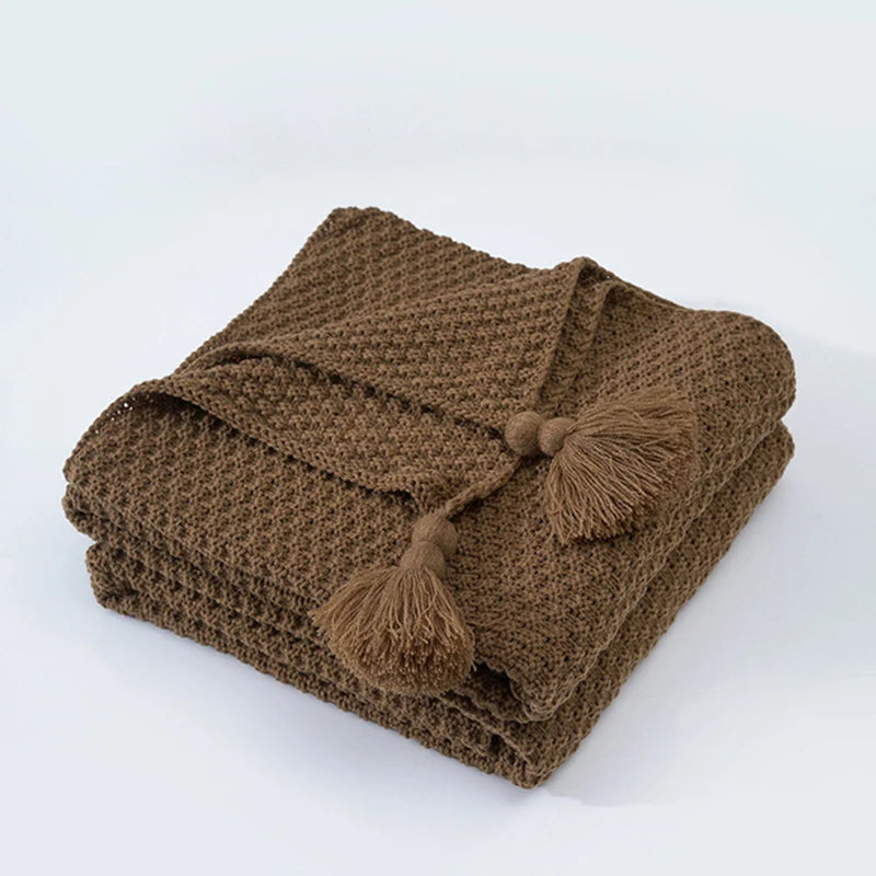Nordic Wool Blanket Sofa Tassel Knitted Ball Super Warm Cozy Throw Blankets For Office Siesta Air-conditioner Bedspread Bedding
