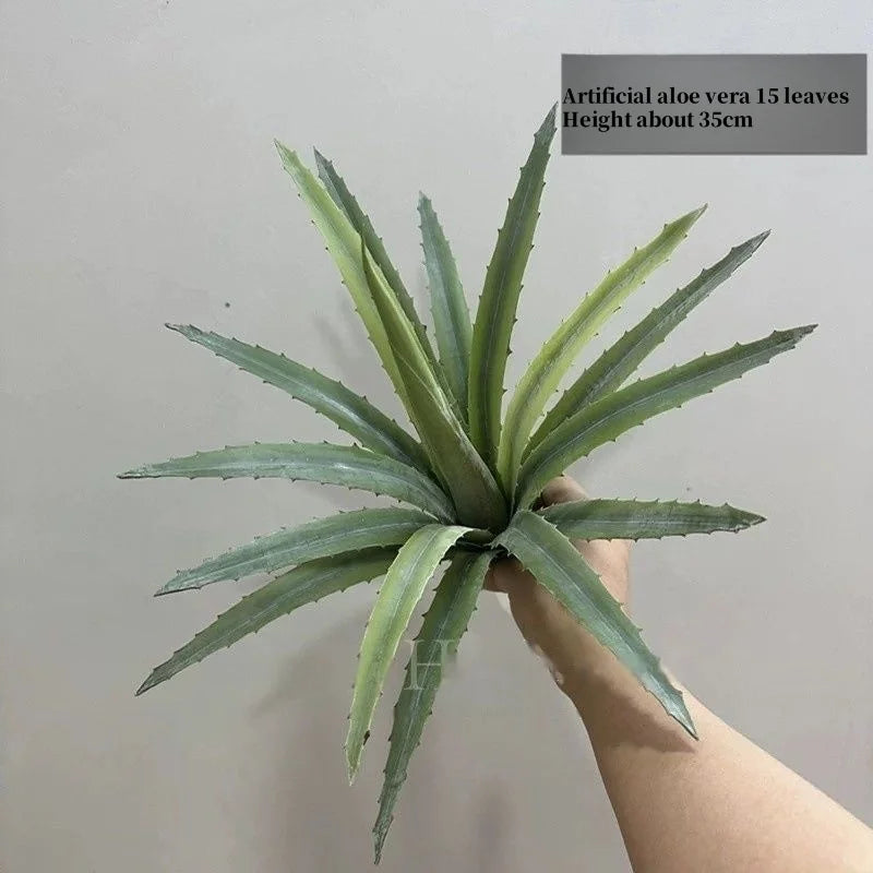 Artificial Aloe and Agave Potted Plant Tropical Desert Fake Succulent for Home Décor Desktop Office Living Room Green Decoration