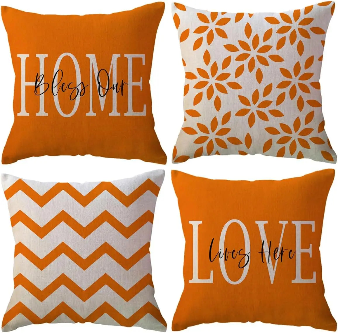 Throw Pillow Covers Printed Farmhouse Geometric Dahlia Floral Pillowcases Modern Decorative Cushion Covers 4Pack