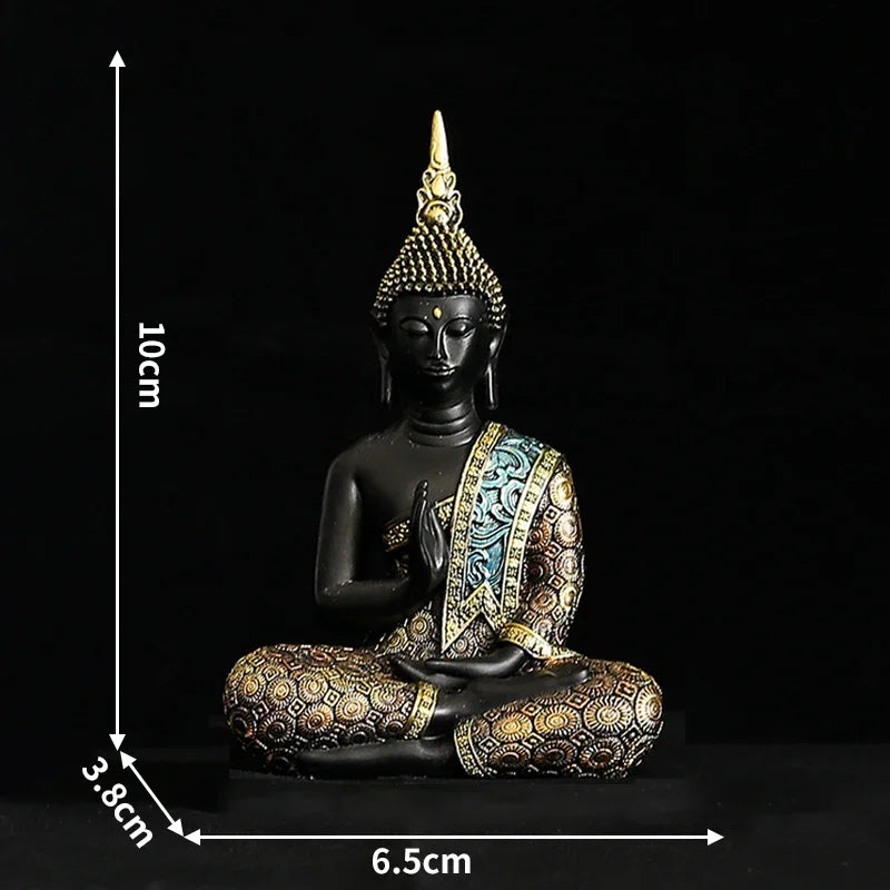 Large Buddha Statue Mysterious Fish Tank Decoration Mini Buddhism Figurine Desk Decor Ornament Hand-Painted Sculpture Sandstone
