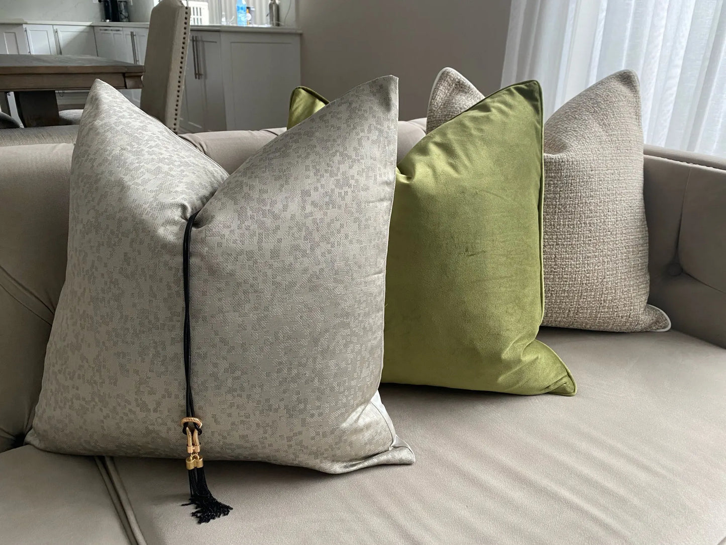 Arabic Style Throw Pillow Cover Luxury Jacquard Hotel Decoration Macrame Gray Square Cushion Cover Custom Tassel