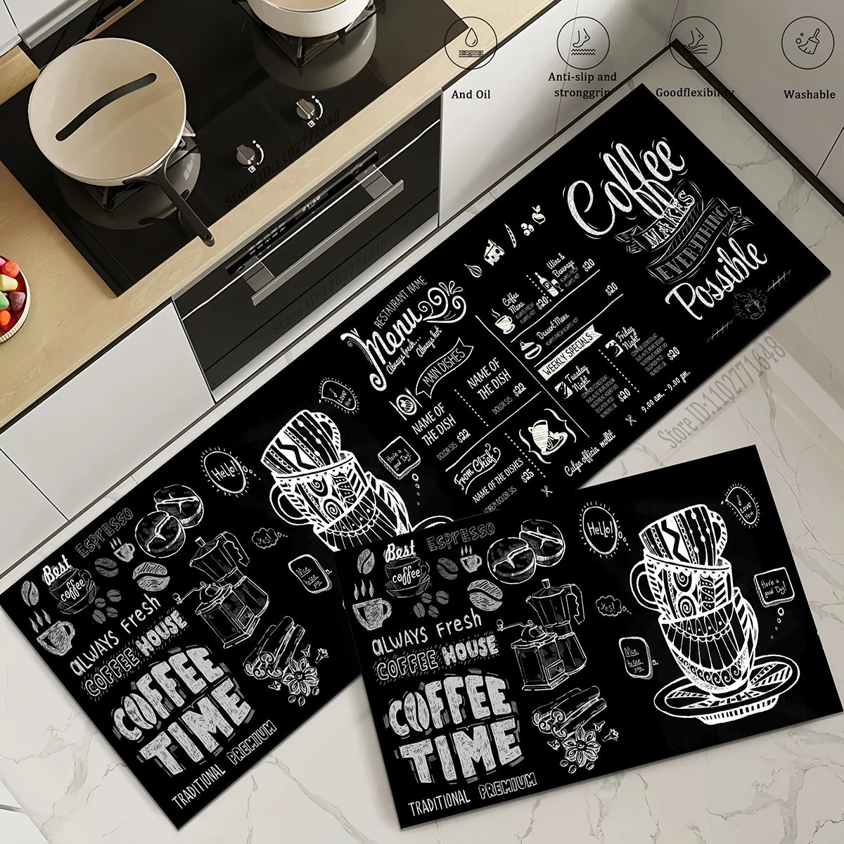 Coffee Kitchen Corner Waterproof Non-slip Rug Quality Washable Absorbent Long Floor Mat Bedroom Hallway Entrance Doormat Carpet
