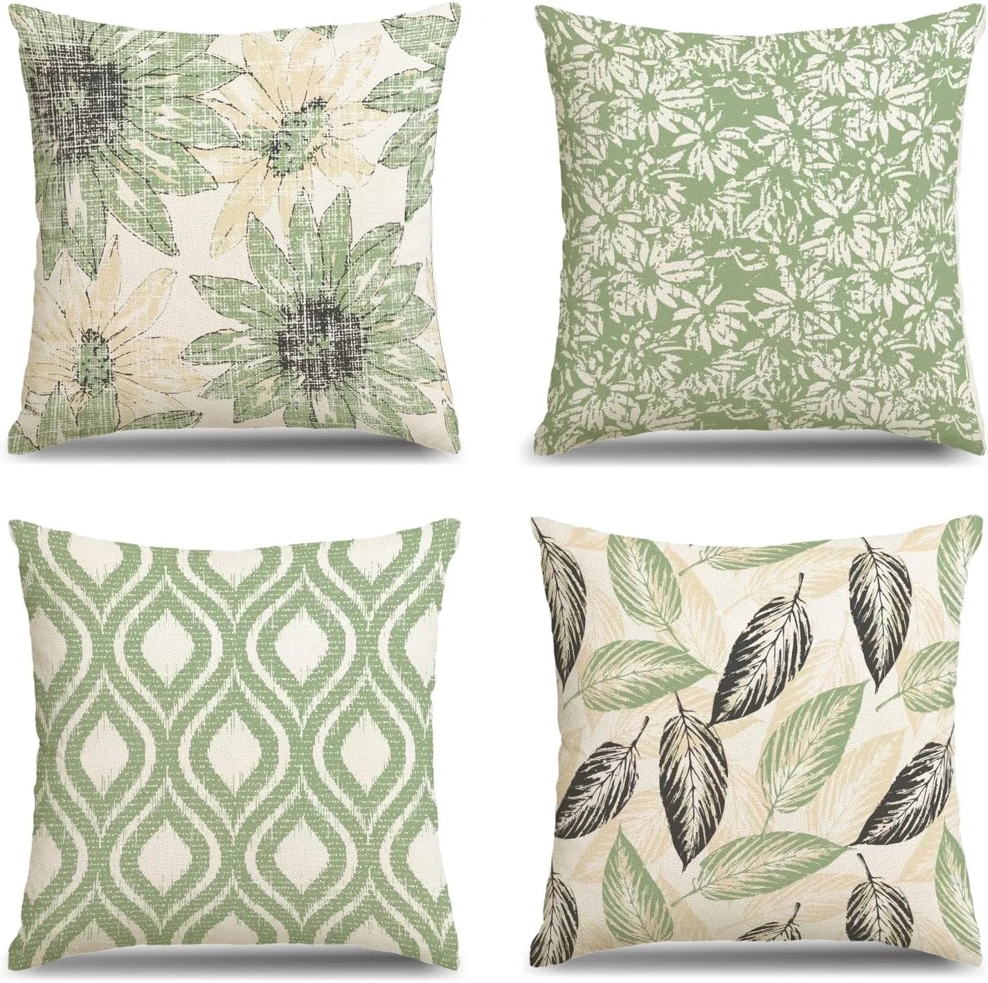 Green - rhyme Floral Fresh PillowcasesBedroom Living Room Sofa Home Decor Polyester Cushion Cover with Zipper