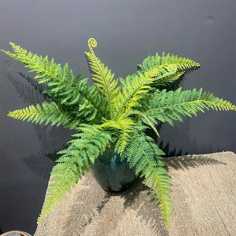 56cm Large Artificial Flower Boston Fern Bunch Plastic Green Plants Fake Leaves Craft Fake Foliage Garden Wedding Home Decoratio