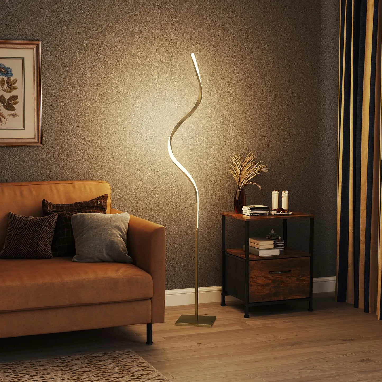 Modern Adjustable LED Floor Lamp with Dimmable Brightness Levels Standing Light for Living Room for bedroom Gold Finish