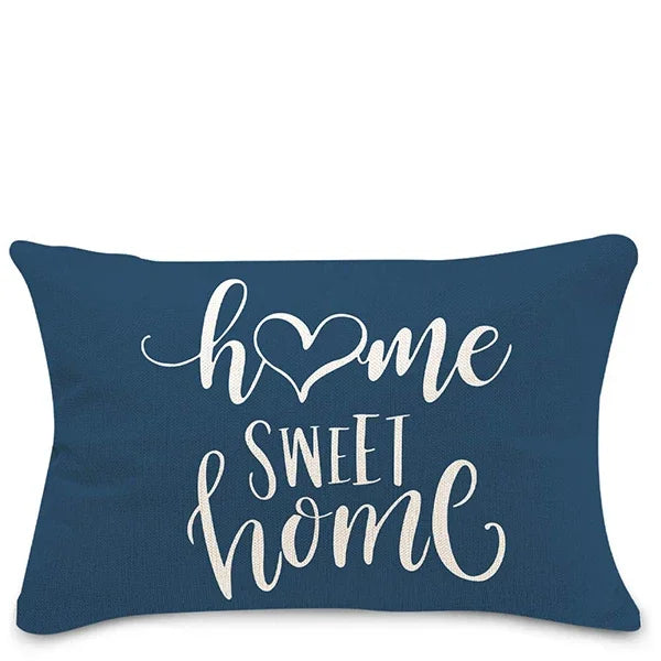 Blue white geometric linen pillowcase sofa cushion cover home decoration can be customized for you 30x50 40x60