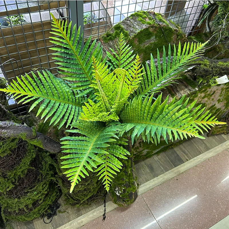 56cm Large Artificial Flower Boston Fern Bunch Plastic Green Plants Fake Leaves Craft Fake Foliage Garden Wedding Home Decoratio