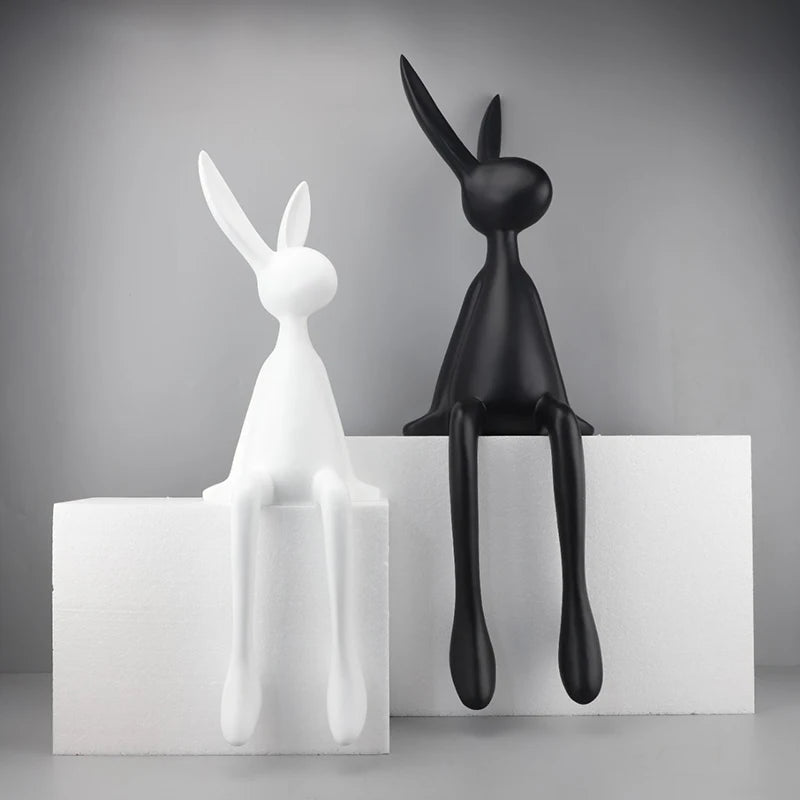 ERMAKOVA Nordic Home Decorate Figurines for Interior Gift Rabbit Statue Christmas Room Decor Abstract Art Sculpture Desk