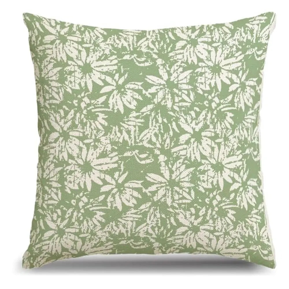 Green - rhyme Floral Fresh PillowcasesBedroom Living Room Sofa Home Decor Polyester Cushion Cover with Zipper
