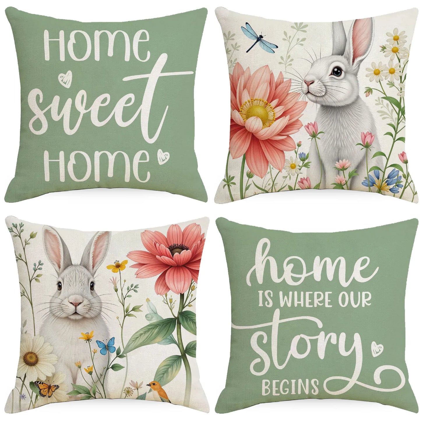 4pcs/set Throw Pillow Case Botanical 45*45cm Square Cushion Cover Decorative Single-Sided Pillow Cover For Living Room Bedroom