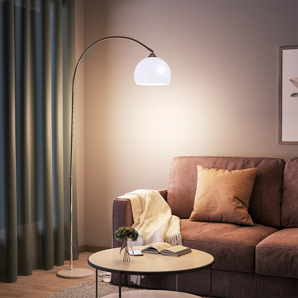 Arched Floor Lamp Tall Curved Design with Marble Base White Lampshade,130 to 180CM