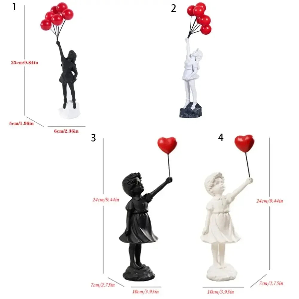 Flying Balloon Girl Figurine Banksy Modern Art Sculpture Resin Figure Craft Decoration Collectible Figurine Ornaments Gifts