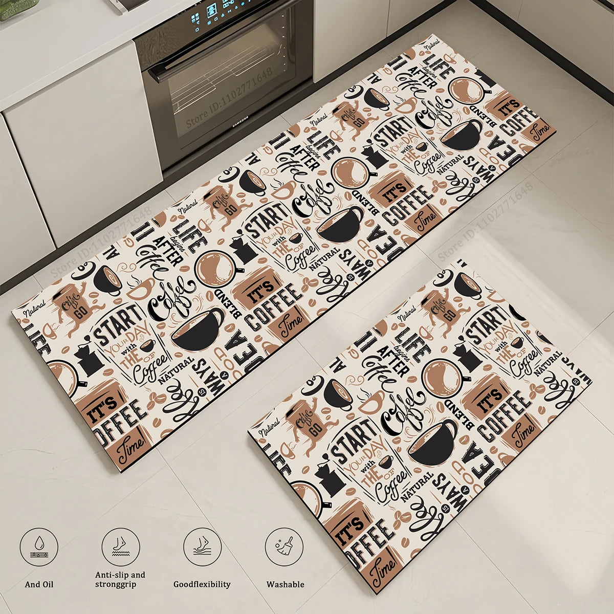 Coffee Kitchen Corner Waterproof Non-slip Rug Quality Washable Absorbent Long Floor Mat Bedroom Hallway Entrance Doormat Carpet